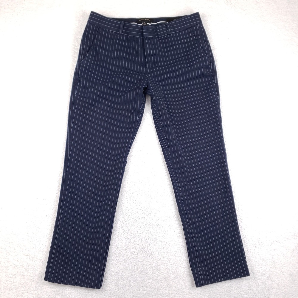 Banana Republic 8 Ryan Fit Navy Blue Pinstripe Stretch Pants Trousers Coastal